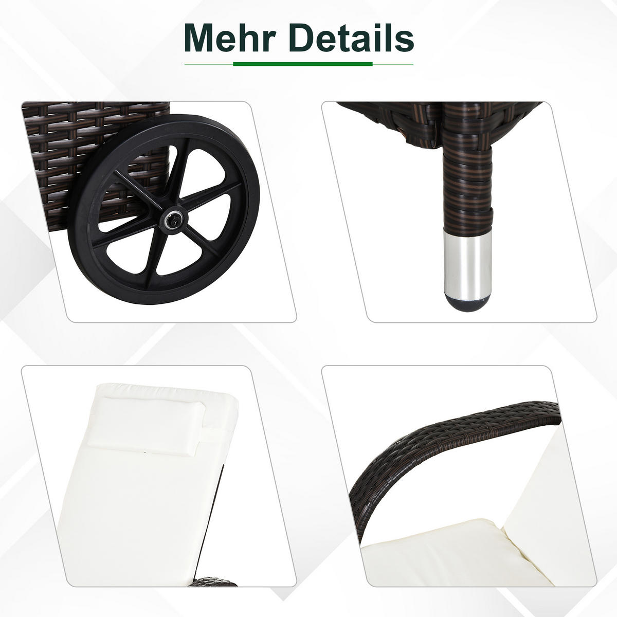 GARTENMÖBEL Set, Metall, PE, Braun+Creme - Creme/Braun, Metall - Outsunny