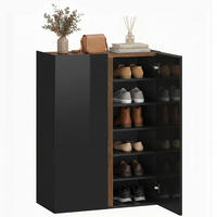 SCHUHSCHRANK Schwarz und Holzoptik - Schwarz, Holzwerkstoff (70/95/33.5cm) - PANGIVO