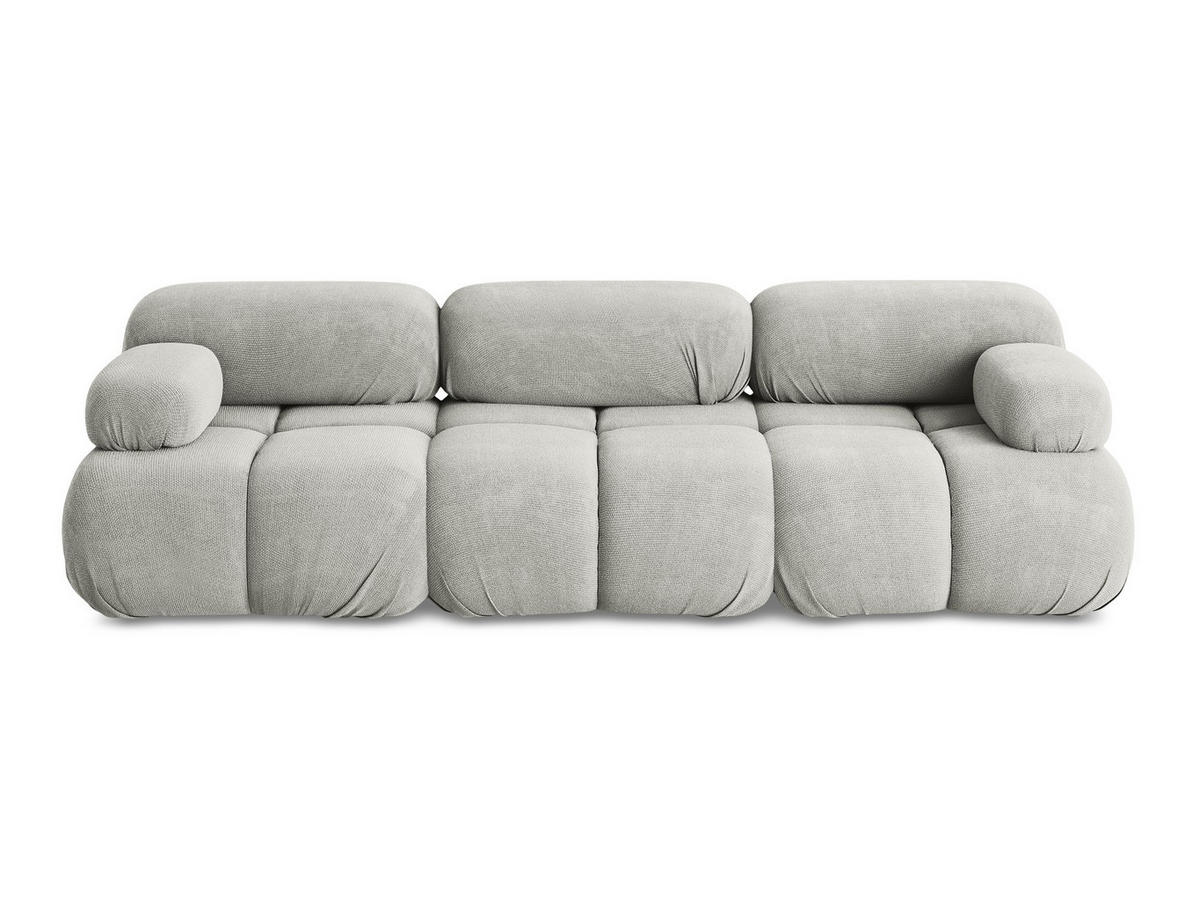 3-SITZER SOFA Chenille Stoff Grau - Hellgrau/Schwarz, Kunststoff/Textil (285/70/96cm) - Makamii