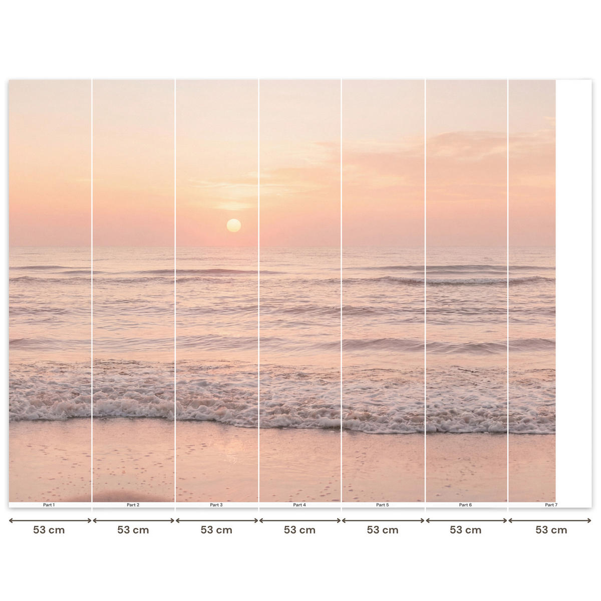 TAPETE - Sonne - Strand - Rosa - 350x300 cm - Hellrosa, Papier (350/300cm) - OnlyWow