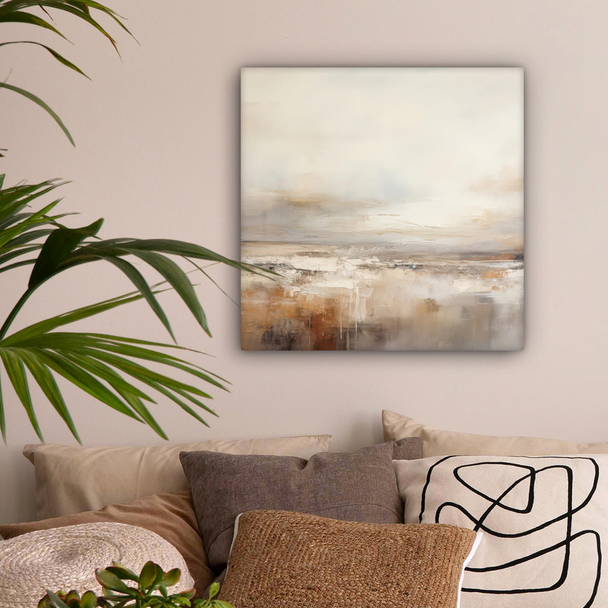 LEINWANDBILD - Kunst - Industriell - Grau - Braun - Abstrakt - 50x50 - Room Decor - Sandfarben, Textil (50/50cm) - MuchoWow