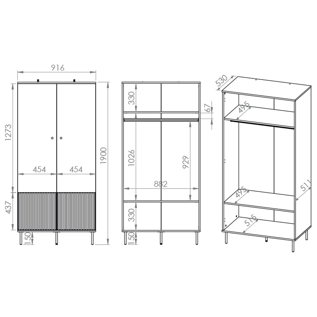 OMARA ZA OBLAČILA Nova Bež - bež, leseni material (92/190/53cm) - Petits-meubles