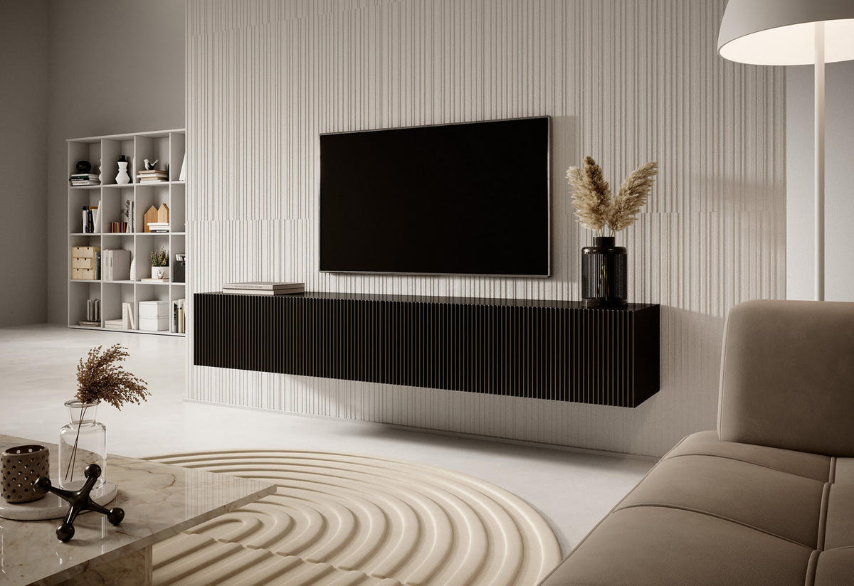 TV-HÄNGEBOARD Veldio Schwarz 175 cm - Schwarz, Holzwerkstoff (175/28.5/31.6cm) - Selsey