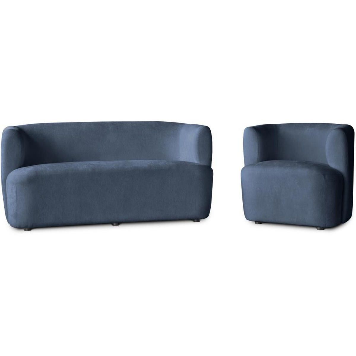 2-SITZER SOFA Nori dunkelblau velour - Schwarz/Dunkelblau, Kunststoff/Textil (150/68/72cm) - Beautysofa