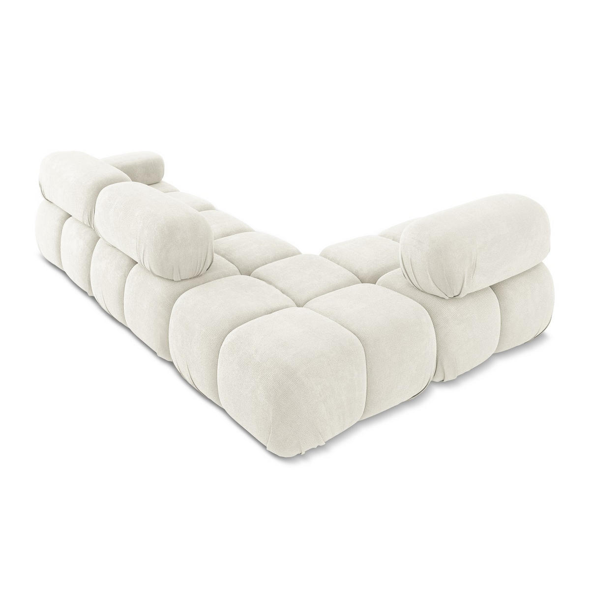 ECKSOFA Links Chenille Stoff Weiß - Pink/Schwarz, Kunststoff/Textil (190/285cm) - LaMiaSofa