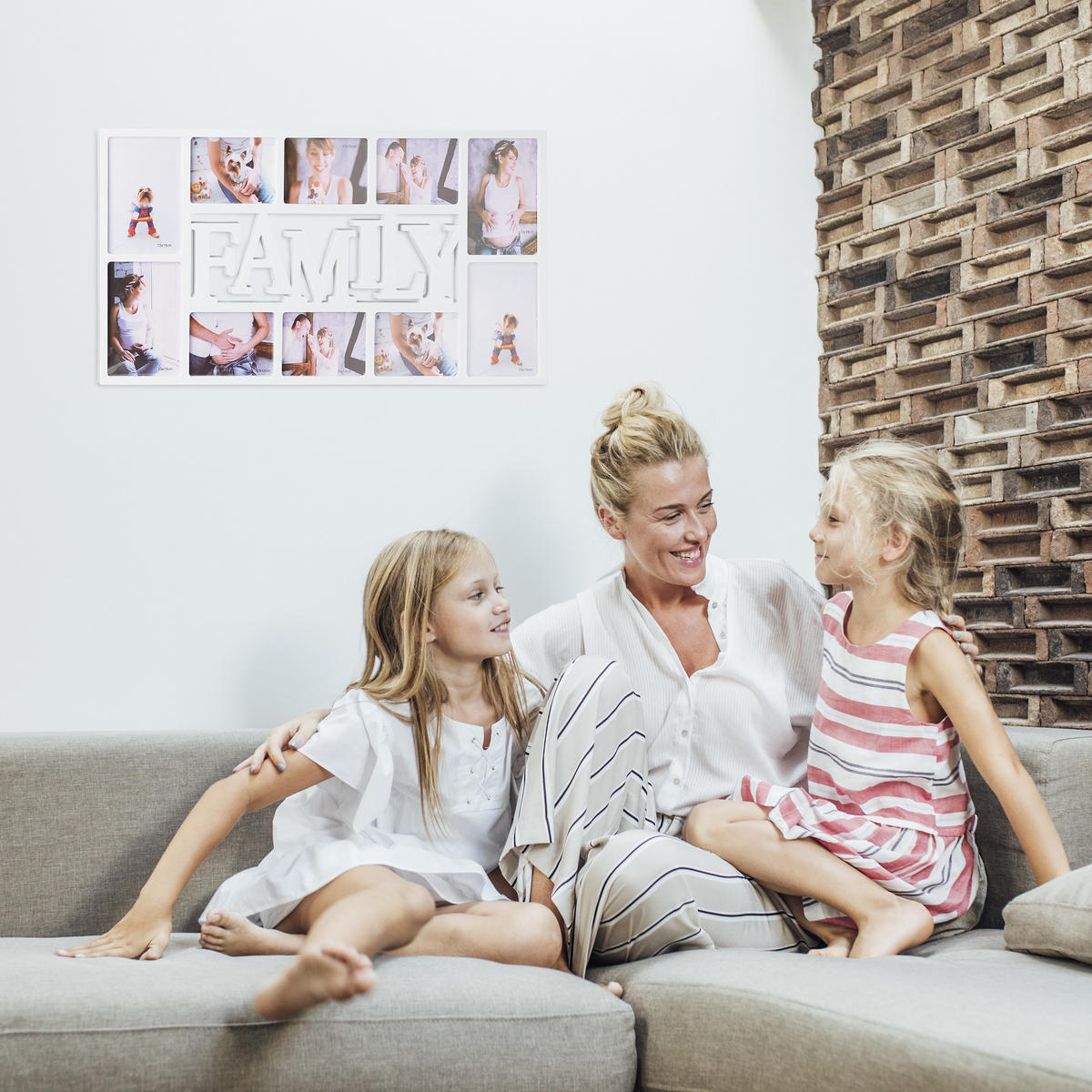 BILDERRAHMEN Familie - Weiß, Wellpappe/Kunststoff (72/36.5/2cm) - Relaxdays