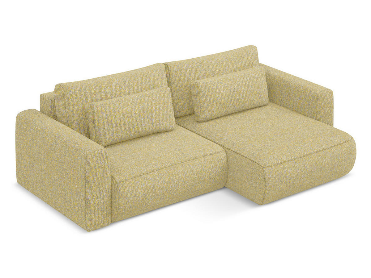 ECKSOFA mit Schlaffunktion Strukturstoff Stoff Gelb - Currygelb/Gelb, Kunststoff/Textil (240/149cm) - Makamii
