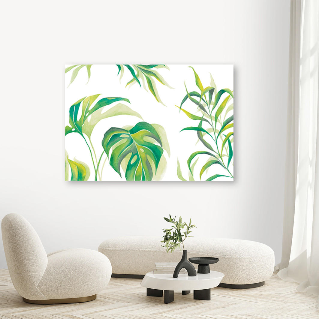 WANDBILD monster's blätter - Weiß, Textil (60/40cm) - Feeby