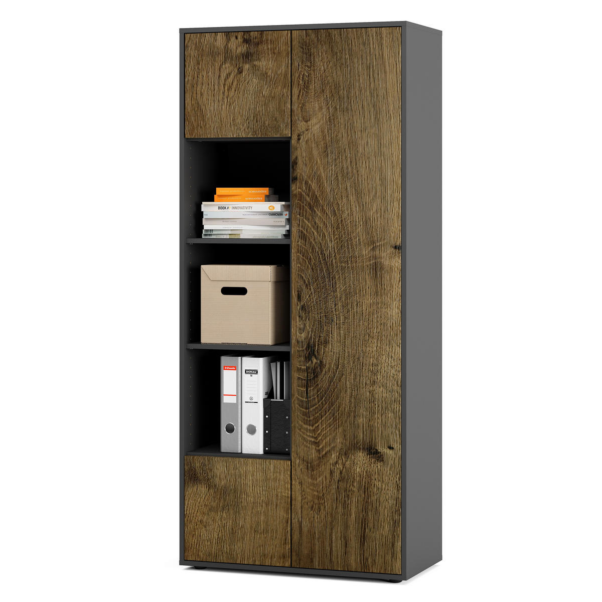 AKTENSCHRANK Amira T30 Eiche Ribbeck 180/80/40 cm - Alteiche, Holzwerkstoff (80/180/40cm) - SIMPLYFURN