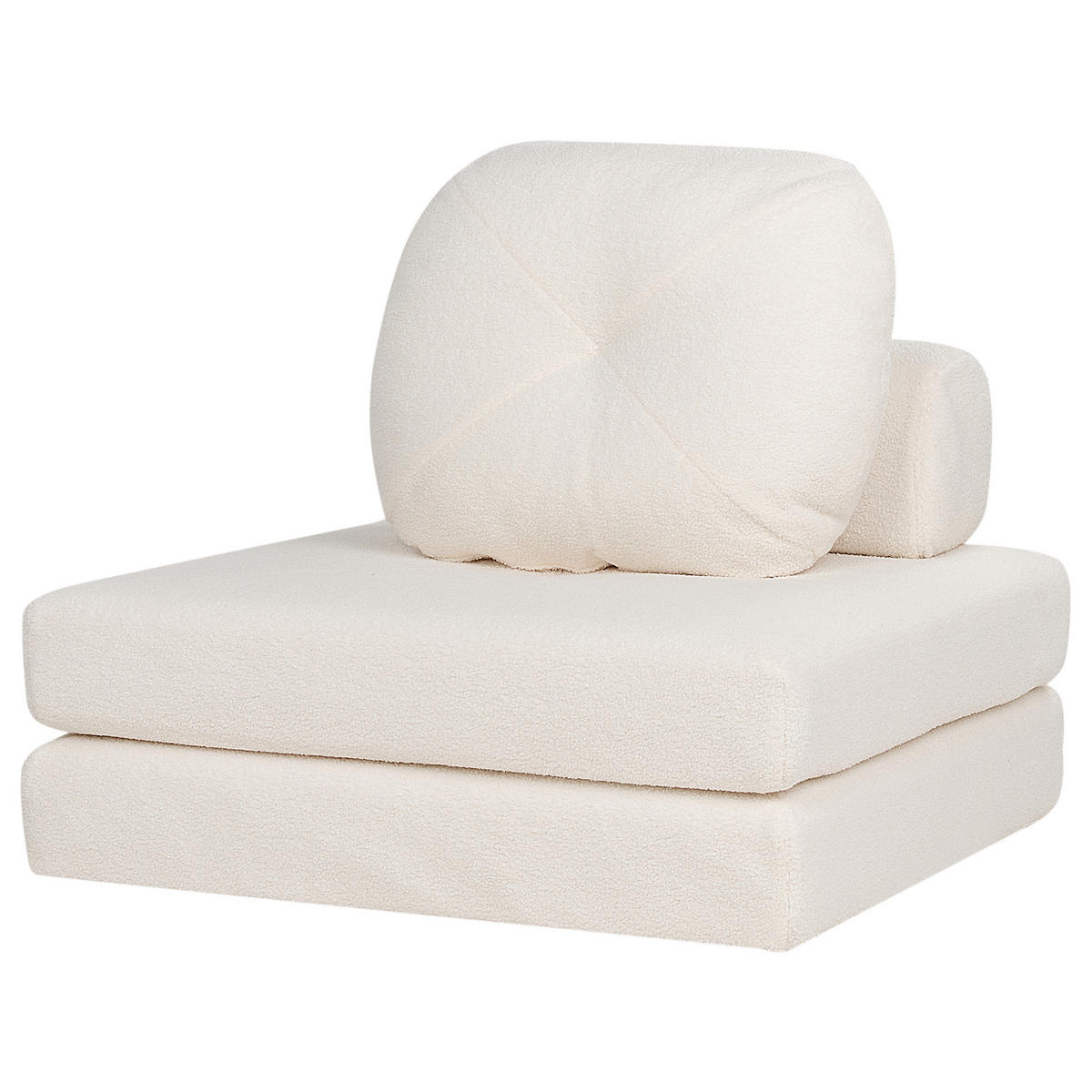 1-SITZER BODENSOFA Bouclé weiß mit Schlaffunktion Olden - Weiß, Textil (81/54/91cm) - Beliani