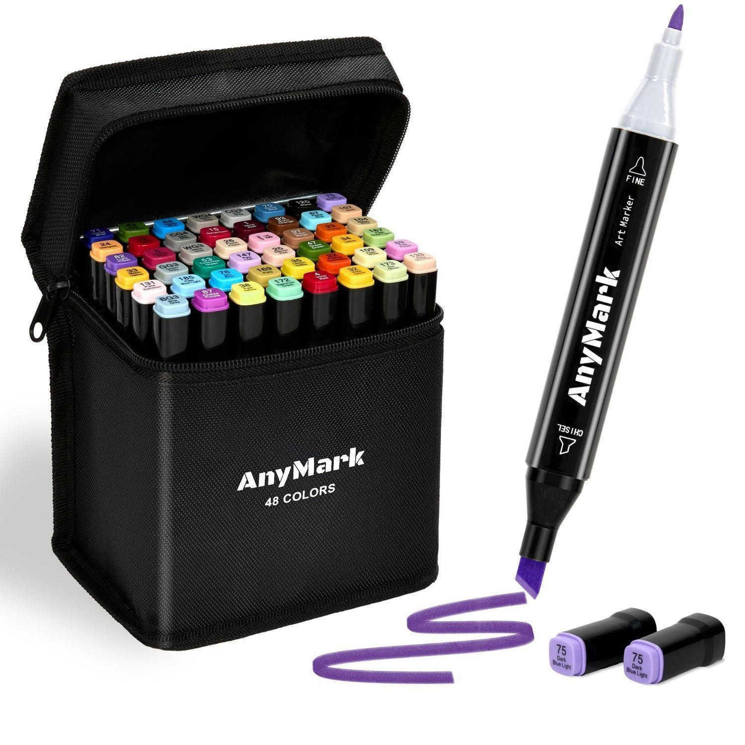 MARKER Set 48 Farben Doppelspitze mit Meißel- und Feinspitze - Multicolor, Kunststoff (11/16/15cm)