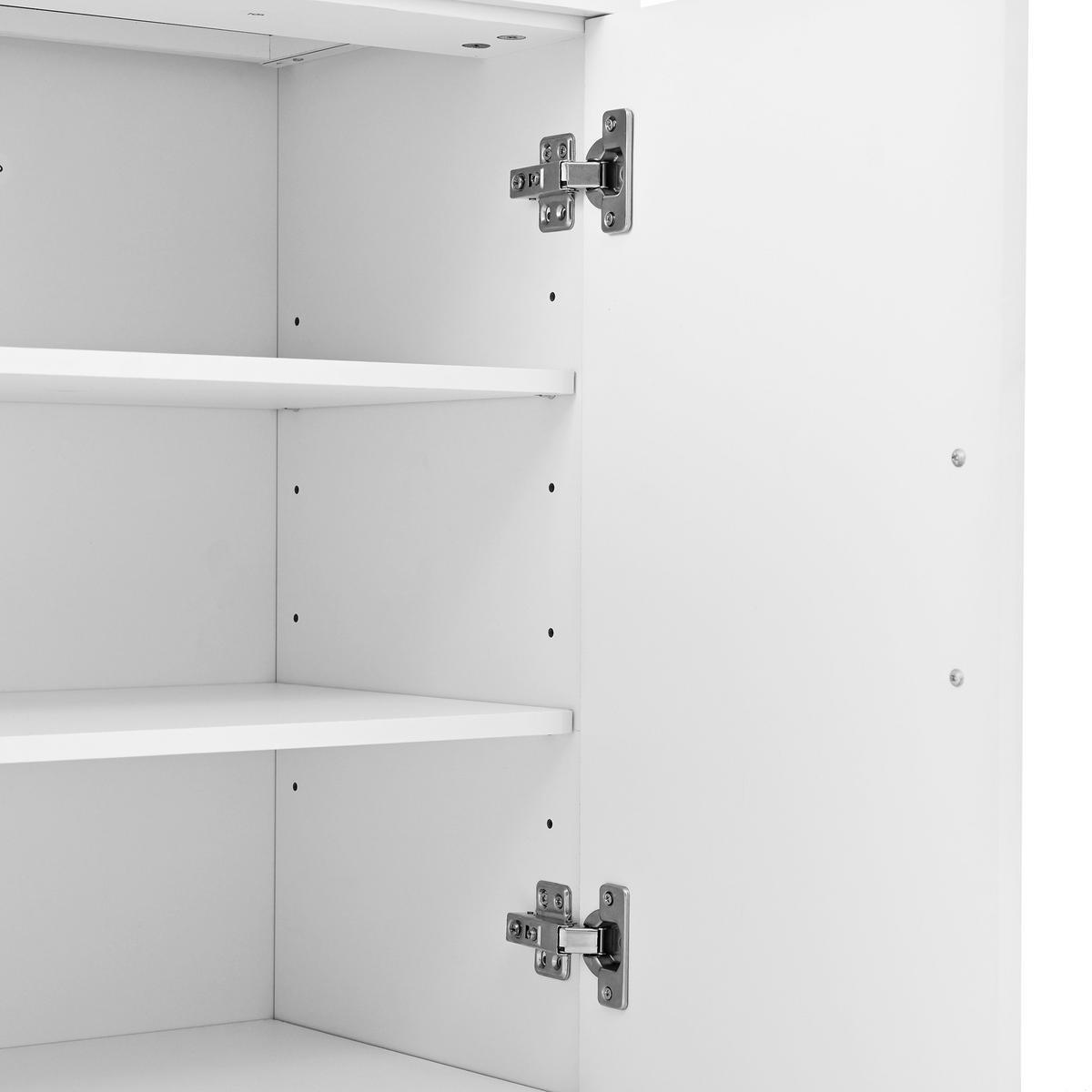 SIDEBOARD mit Regalen und Rebounder 4 Türen, 2 Schubladen, verstellbare Einlegeböden Natürliche Holzmaserung und Weiß - Weiß, Holzwerkstoff (120/80.5/35cm) - Urban Meuble