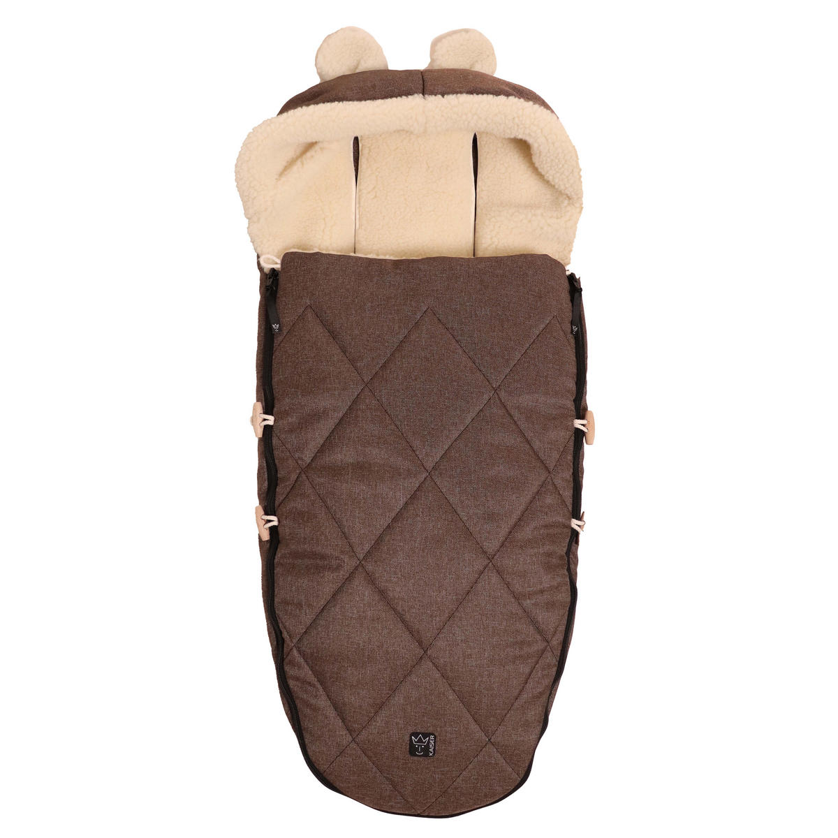 KINDERWAGENFUSSSACK XL EARS WOOL, brown melange - Mokka, Naturmaterialien (43/93cm) - Kaiserbaby