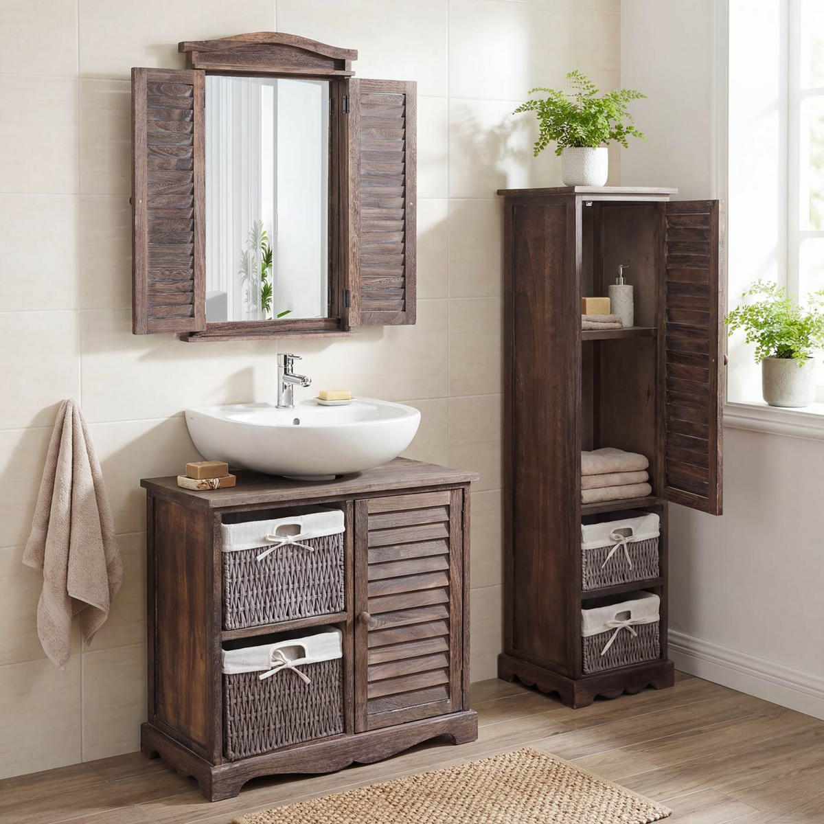 BADEZIMMERSET Braun - Braun, Holz (76/120/31cm) - MCW