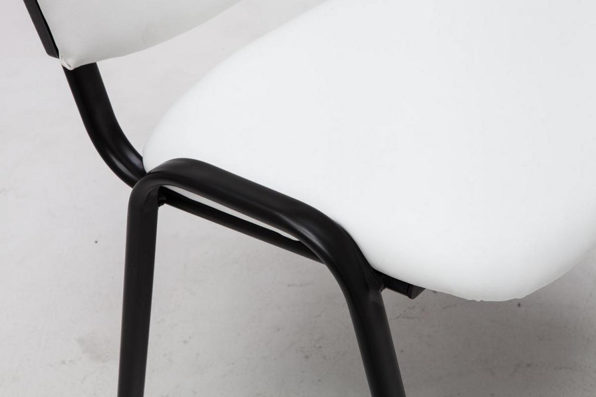 BESUCHERSTUHL Lederlook weiß - Schwarz/Weiß, Textil/Metall (53/83/53cm) - CLP