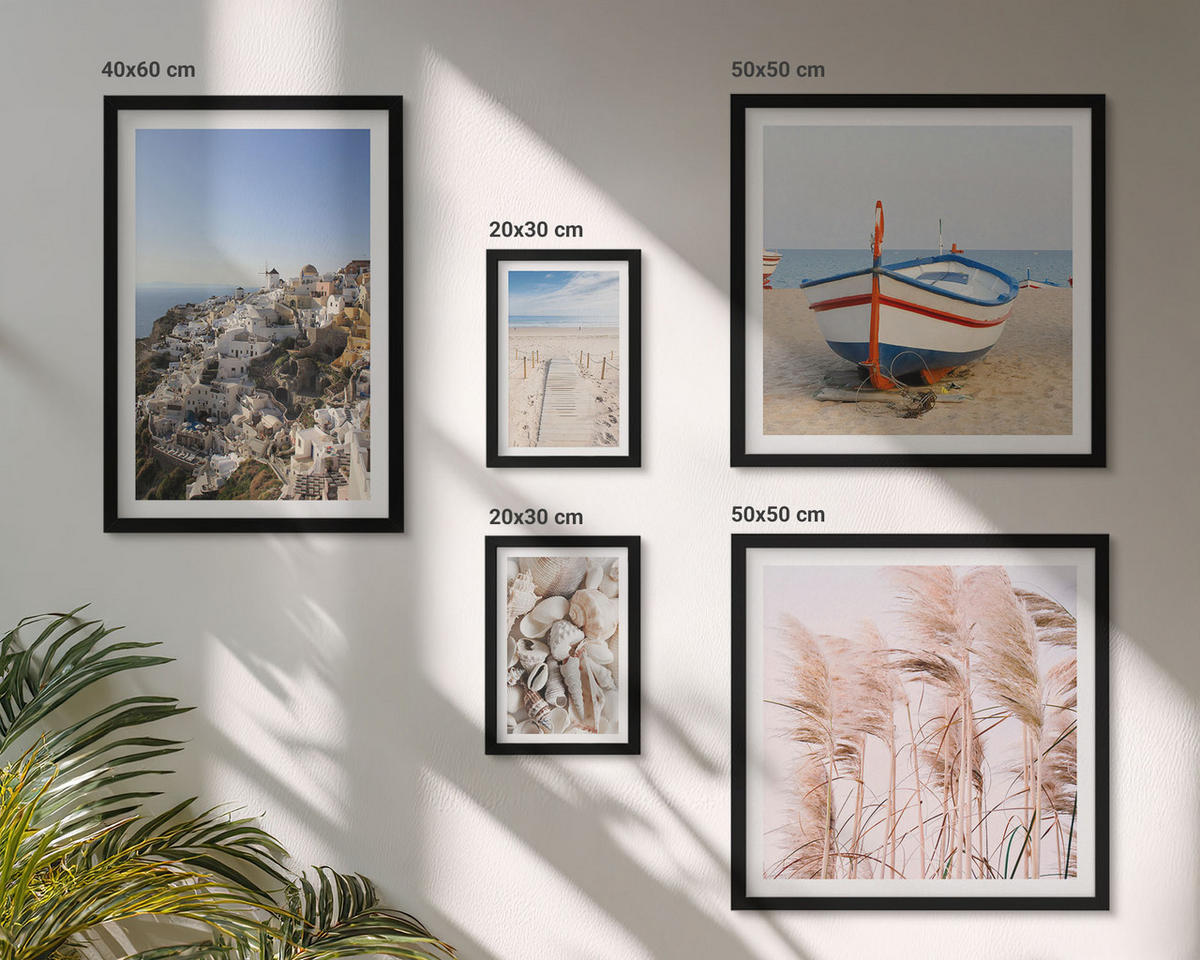 WANDBILDER 5er-Set - 50x50 cm & 20x30 cm & 40x60 cm Schwarzer Rahmen - Japanische Berglandschaften - Schwarz, Kunststoff (40/60cm) - ArtPrintCave