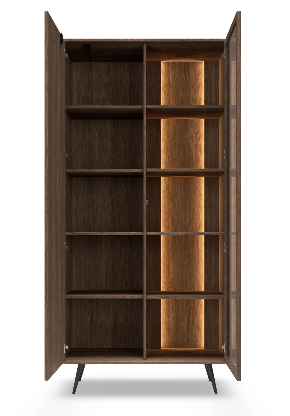 VITRINENSCHRANK 94 cm Resta, LED, Eiche Dunin, Loft - Eichefarben/Schwarz, Holz/Metall (94/196/40cm) - Emporius