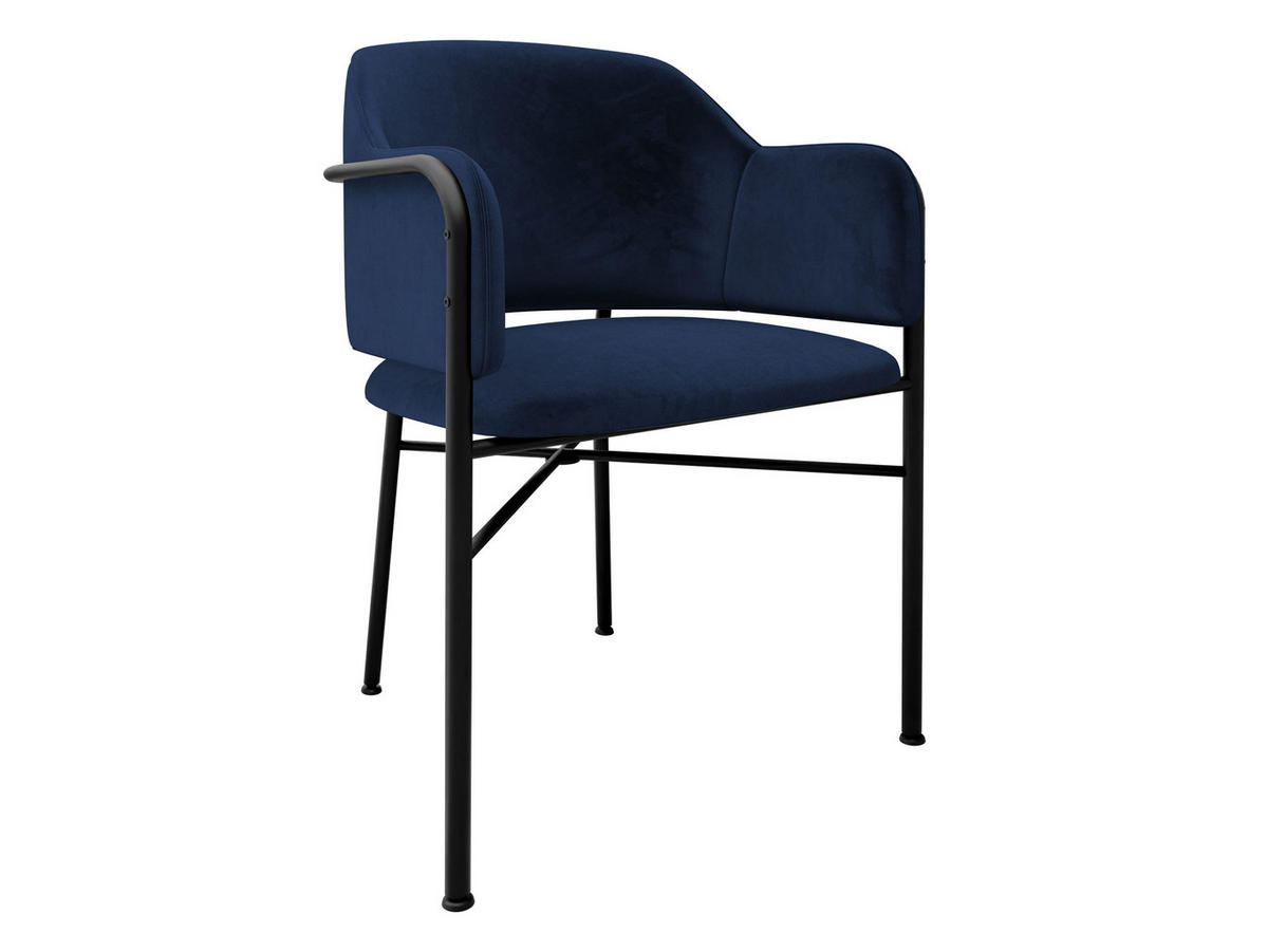 POLSTERSTUHL Delivio - Blau/Schwarz, Textil/Metall (56/79/55cm) - MIRJAN24