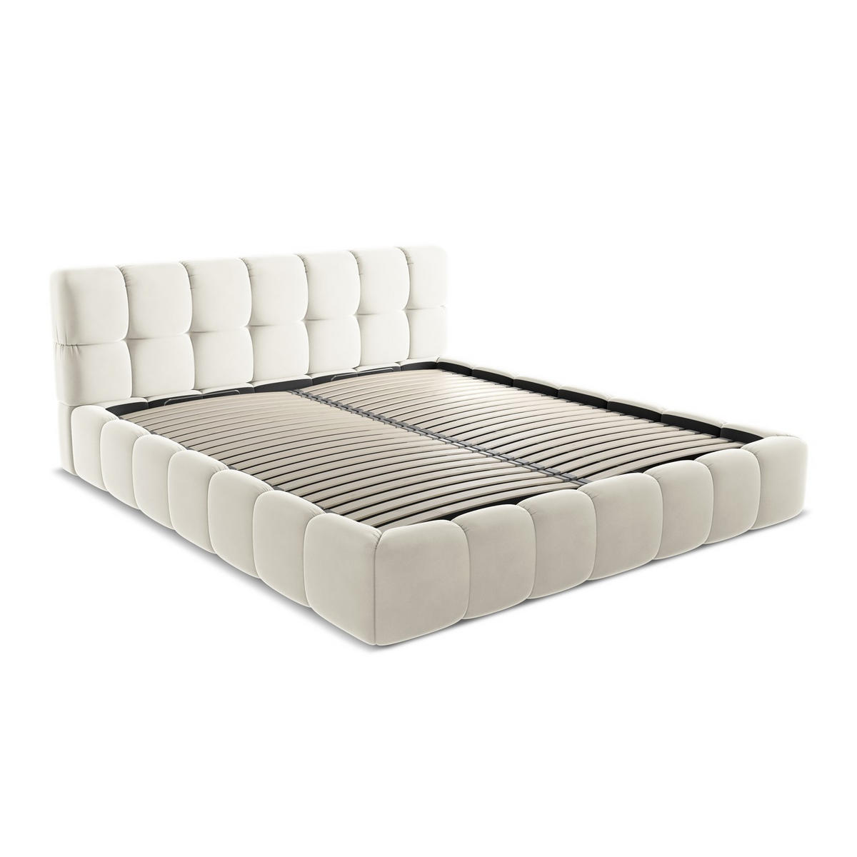 POLSTERBETT mit Bettkasten und Lattenrost 200x228 Beige - Beige/Creme, Kunststoff/Textil (180/200cm) - LaMiaSofa