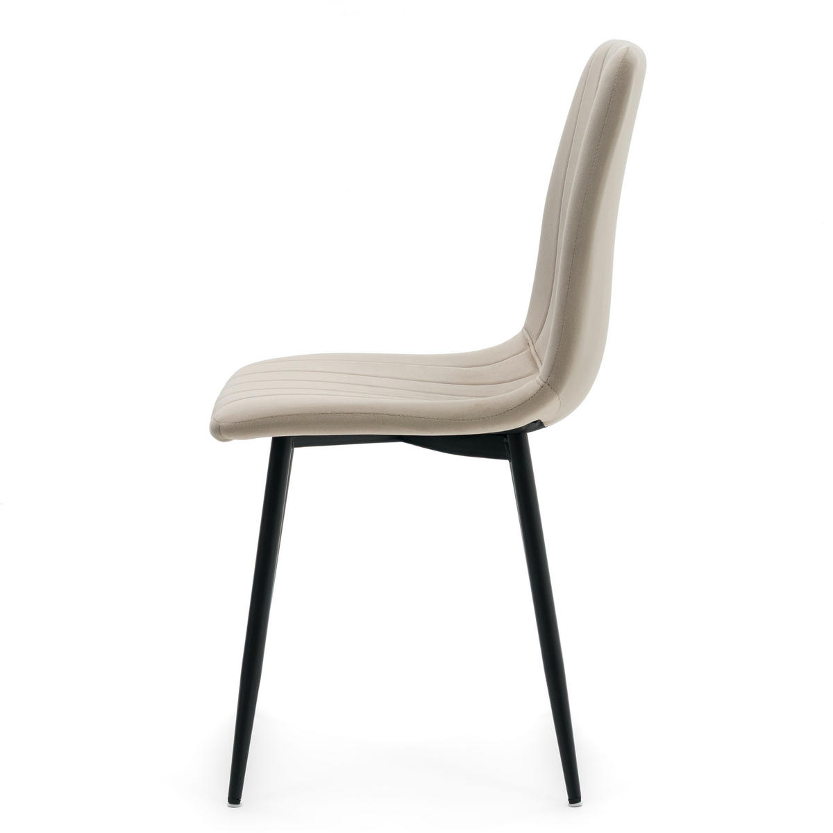 STUHL GELA gepolstert mit Steppung - dunkelbeige - Samt Velours - Schwarz/Braun, Textil/Metall (45/89/53cm) - NEW HOME