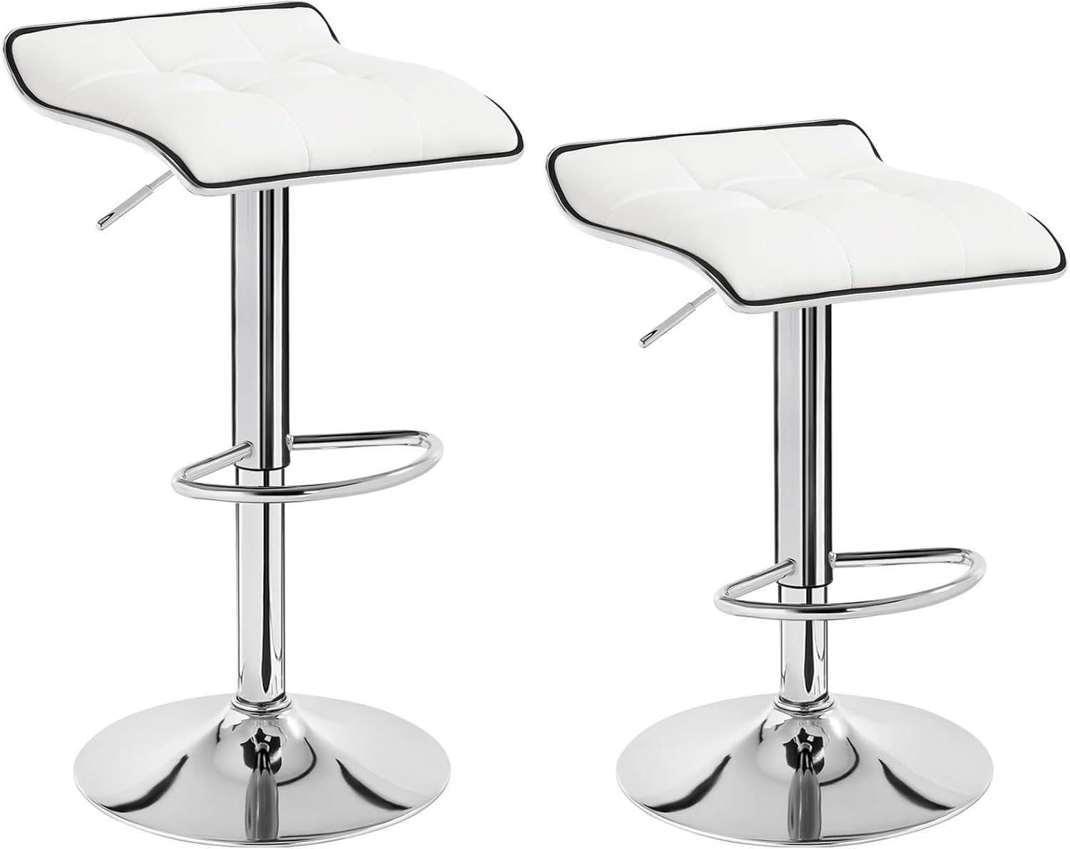 BARHOCKER 2er Set, aus PU-Kunstleder Metall - Weiß, Metall (39/83/39cm) - Woltu