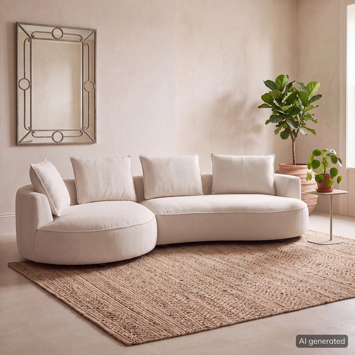 BIGSOFA - Beige, Kunststoff/Textil (322/82/154cm) - home24