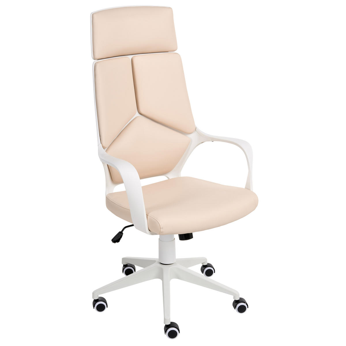 BÜROSTUHL Hellbeige Delight - Beige/Weiß, Kunststoff (64/116/64cm) - Beliani