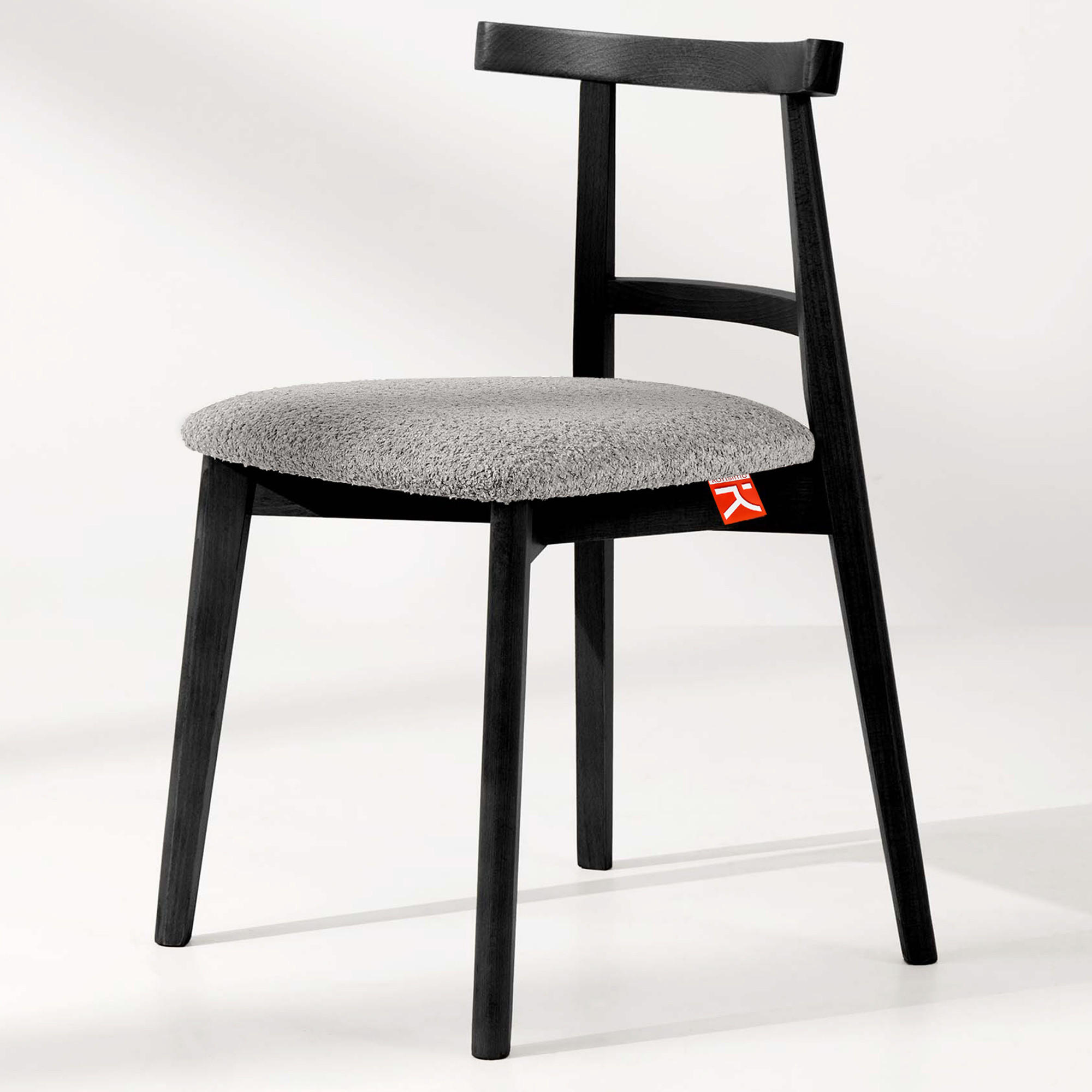 HOLZSTUHL LILIO Esstischstühle, 2-er Set, Bouclé - Schwarz/Grau, Holz/Textil (47/76.5/45cm) - KONSIMO®