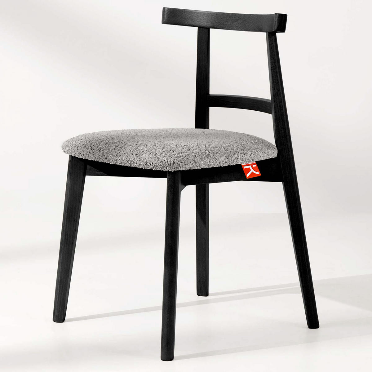 HOLZSTUHL LILIO Esstischstühle, 2-er Set, Bouclé - Schwarz/Grau, Holz/Textil (47/76.5/45cm) - KONSIMO®