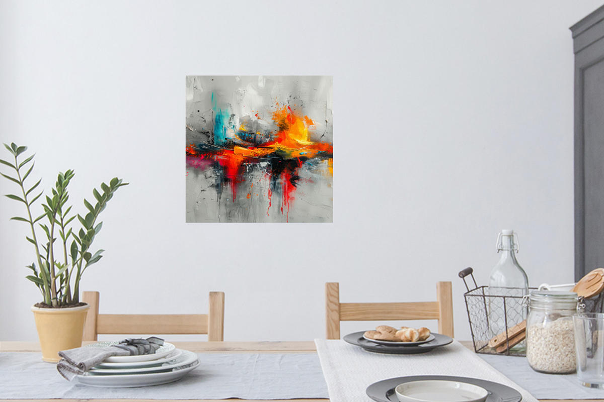 WANDTATTOO Moderne Kunst - Orange - Grau - Abstrakt 50x50 cm - Hellgrau, Kunststoff (50/50/0.1cm) - MuchoWow