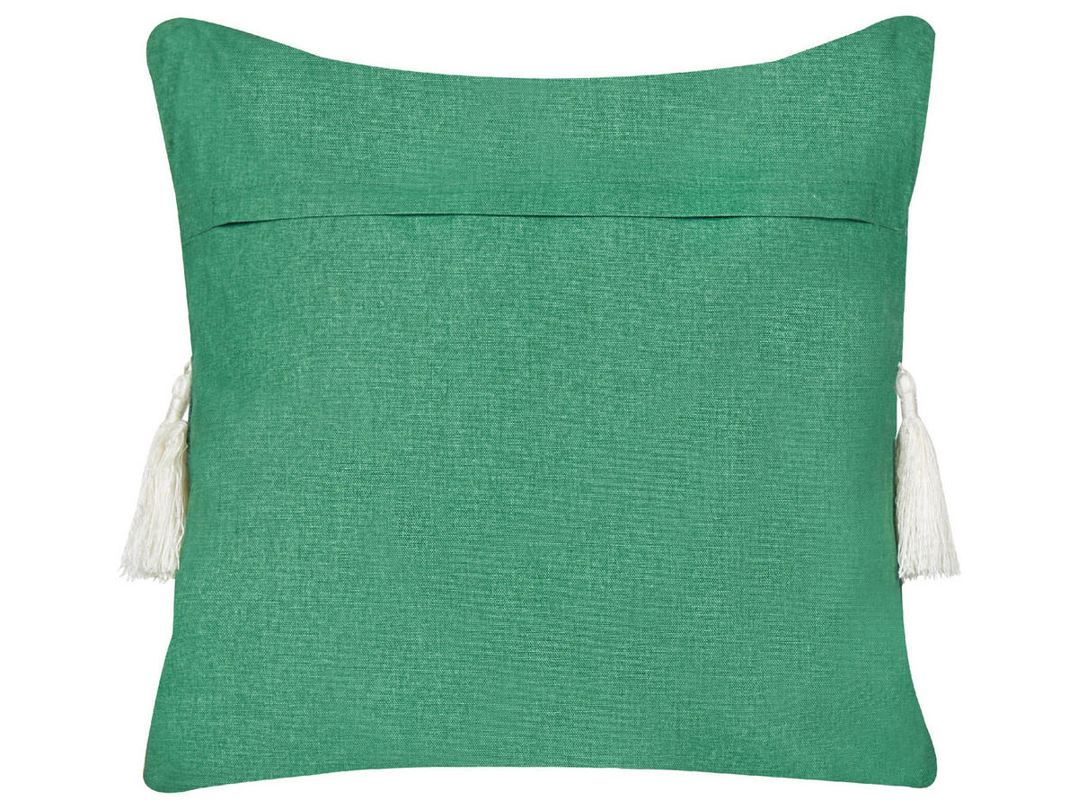 DEKOKISSEN Grün 45/45 cm Elettaria - Weiß/Grün, Textil (45/45/7cm) - Beliani