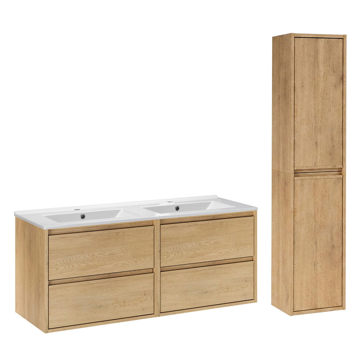BADMÖBEL 121cm Edmé 2er-Set Holz - Braun, Holzwerkstoff (121/52/46cm) - Petits-meubles