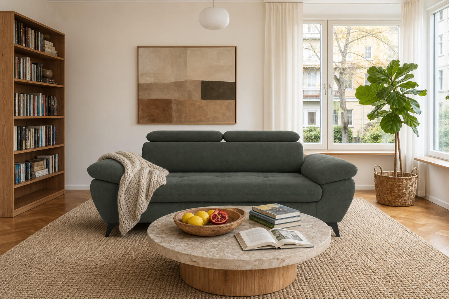foamnova 3-Sitzer Waldgrün 215x84x100 cm
