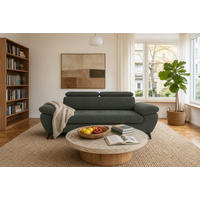 3-SITZER Karlstad Chenille Grün verstell. Kopfstützen B 215 cm - Waldgrün, Kunststoff/Textil (215/84/100cm) - foamnova