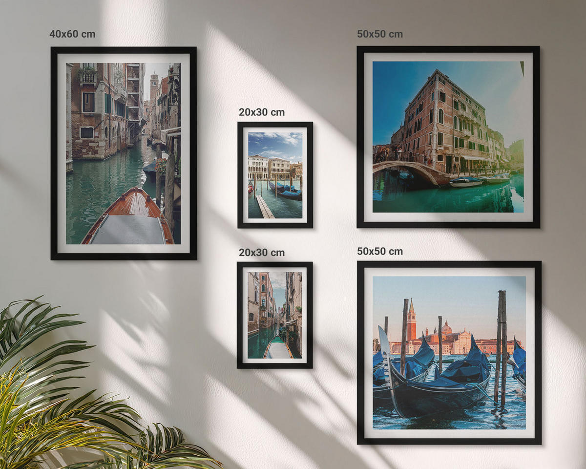 WANDBILDER 5er-Set - 50x50 cm & 20x30 cm & 40x60 cm Schwarzer Rahmen - Küchenutensilienmuster Blätter - Schwarz, Kunststoff (40/60cm) - ArtPrintCave
