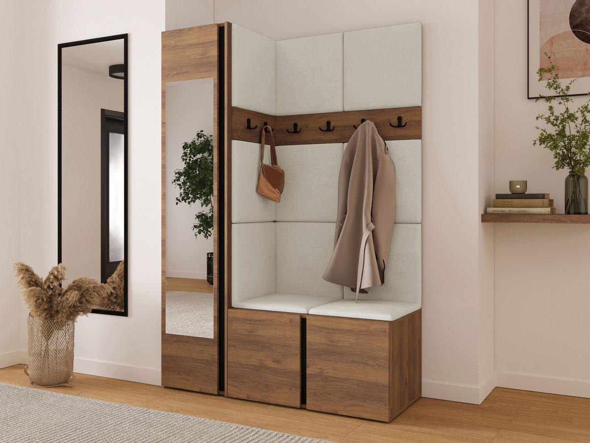 MOBILIER PENTRU HOL Orion X - bej/culoare lemn de nuc, material plastic/compozit lemnos (124/186/46cm) - MIRJAN24
