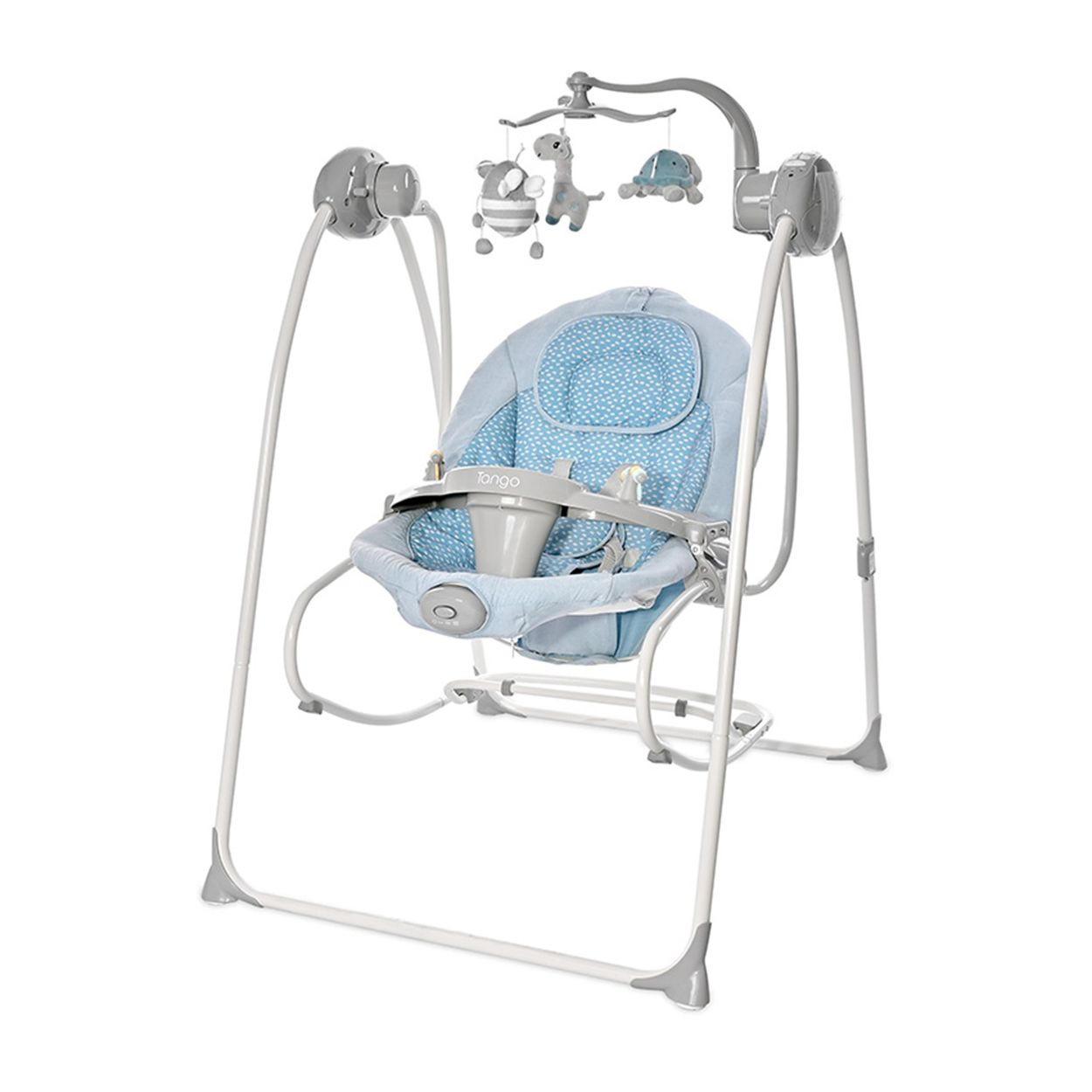 BABYWIPPE Tango 2 in 1 hellblau MP3-Funktion, Fernbedienung, Mobile, 5-Punkt-Gurt, Vibration - Blau, Metall - Lorelli
