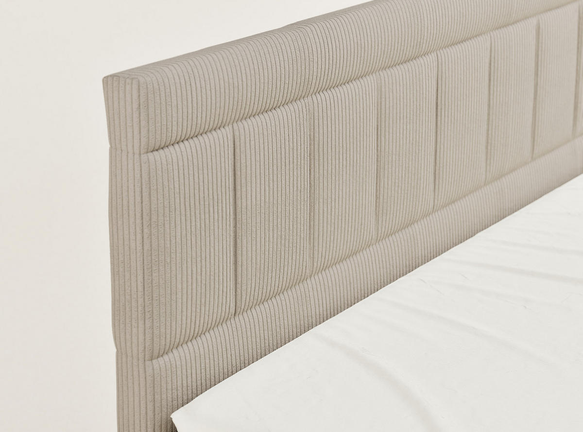 BOXSPRINGBETT Caya 160/200 cm, in Beige, Bettkasten, Matratze, Topper - Beige/Schwarz, Holz/Holzwerkstoff (160/200cm) - Maison de Reve
