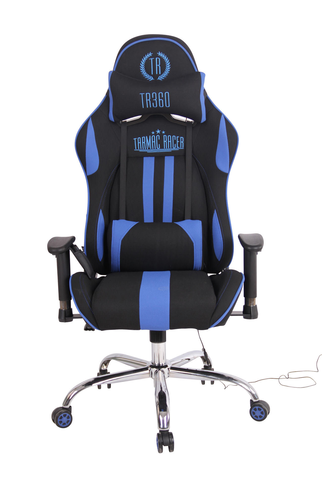 CHEFSESSEL Stoff schwarz/blau - Blau/Schwarz, Textil/Metall (67/128/51cm) - CLP
