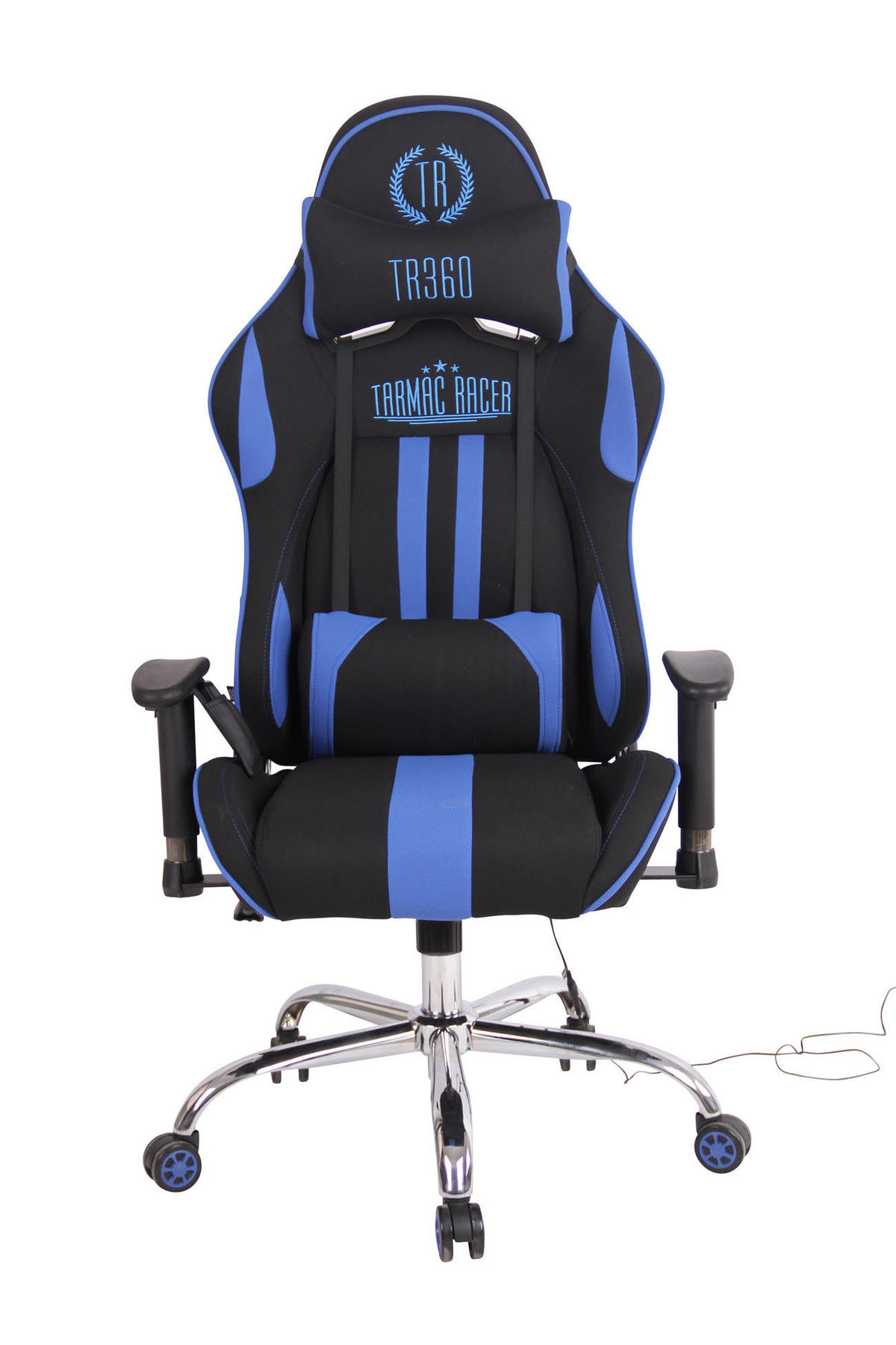 CHEFSESSEL Stoff schwarz/blau - Blau/Schwarz, Textil/Metall (67/128/51cm) - CLP