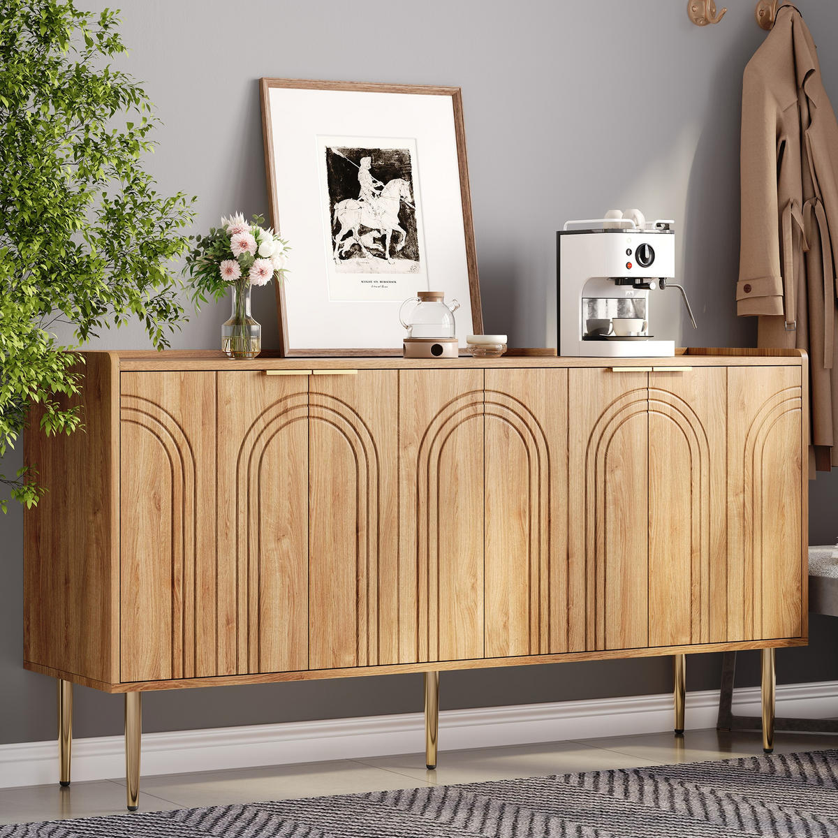 SIDEBOARD 140 cm Stauraum - Naturfarben, Holzwerkstoff (140/75/38cm)
