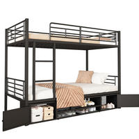 ETAGENBETT 90/200 cm in Schwarz mit Schuhablage und zwei Schränken - Schwarz, Metall (90/200cm) - OKMYHOME