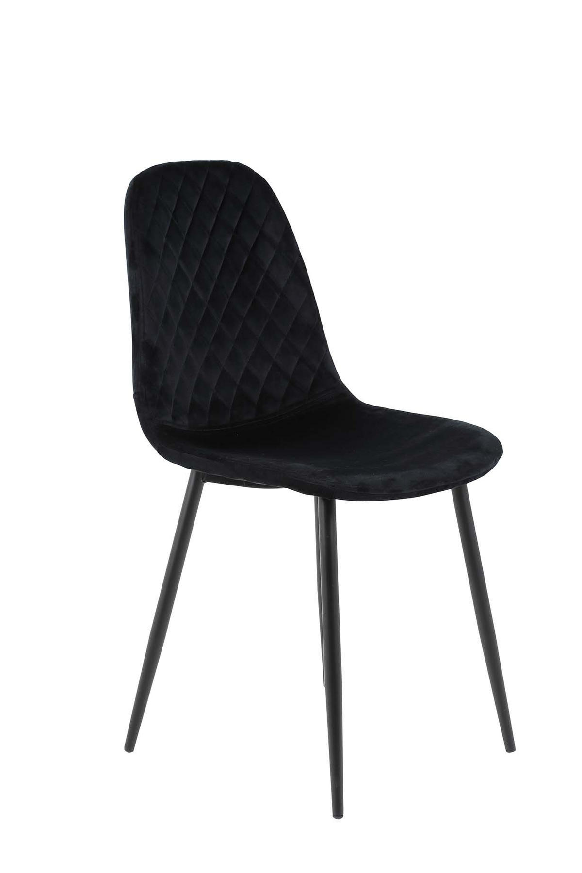 SCHALENSTUHL-SET 2 Stück Mira - Samtvelour Schwarz - Schwarz, Textil/Metall (44/89/53.5cm) - Hela Vertriebs GmbH