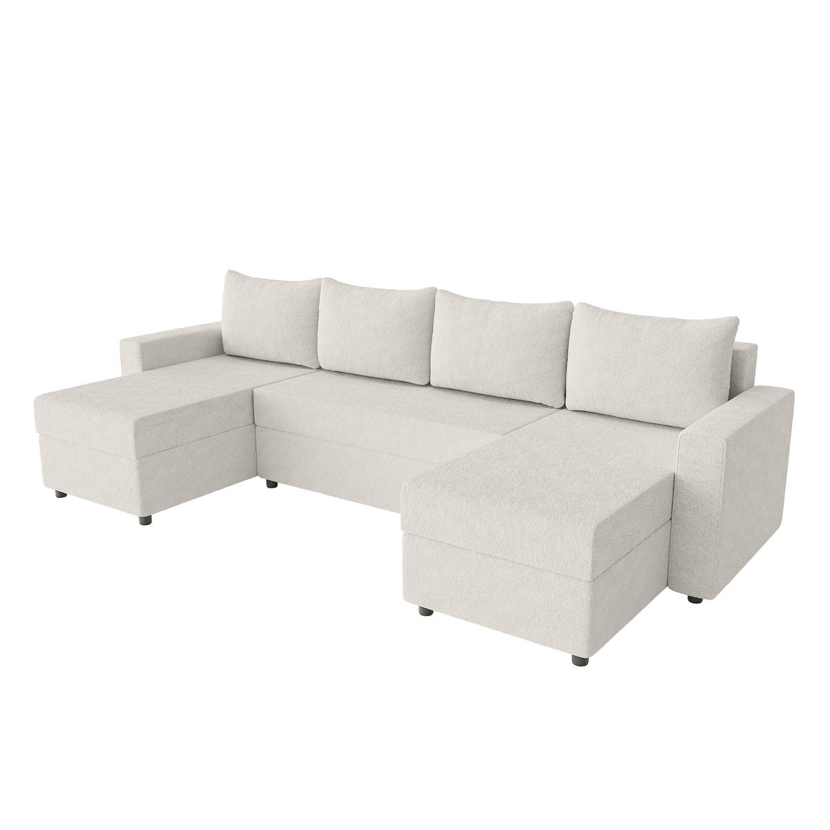WOHNLANDSCHAFT Goka U mit Schlaffunktion, Weiß - Weiß, Textil (298/72/146cm) - Fedve