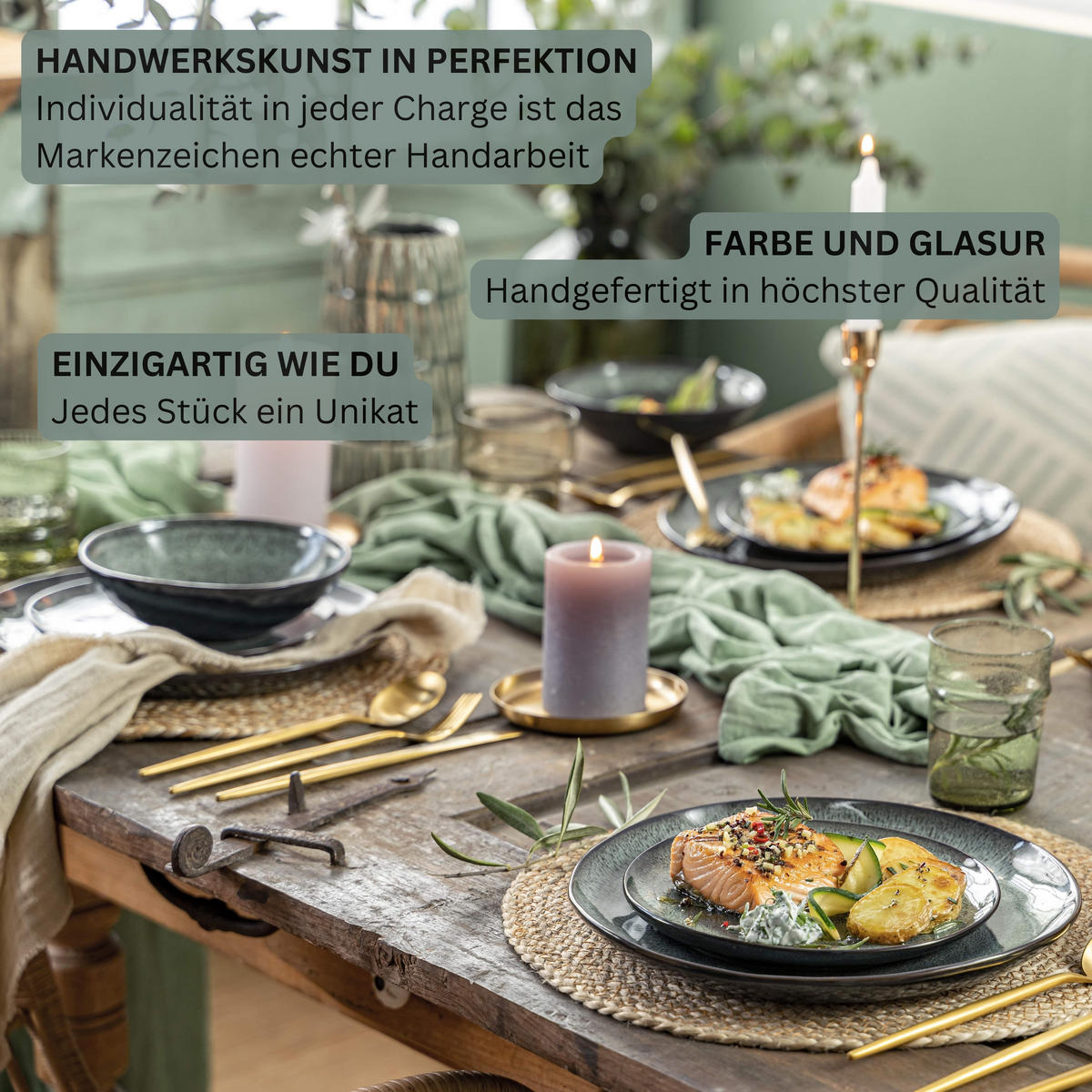 TAFELSERVICE KOPENHAGEN - 24 teilig aus Steingut - Grau, Stein (74/76/76cm) - Sänger