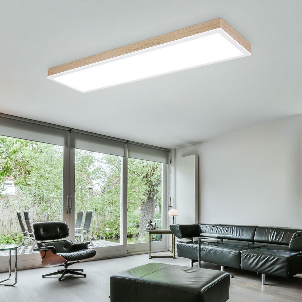 LED DECKENLEUCHTE Holzoptik Braun - Braun, Metall (80/20/7.8cm) - Globo Lighting