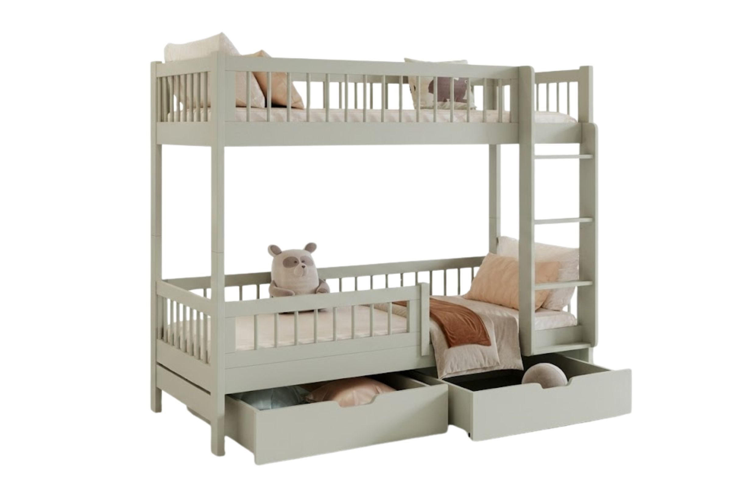 ETAGENBETT COLLIN 90/200 cm in Olivgrün mit Schubladen rechts - Olivgrün, Holz (90/200cm) - Deine Möbel 24