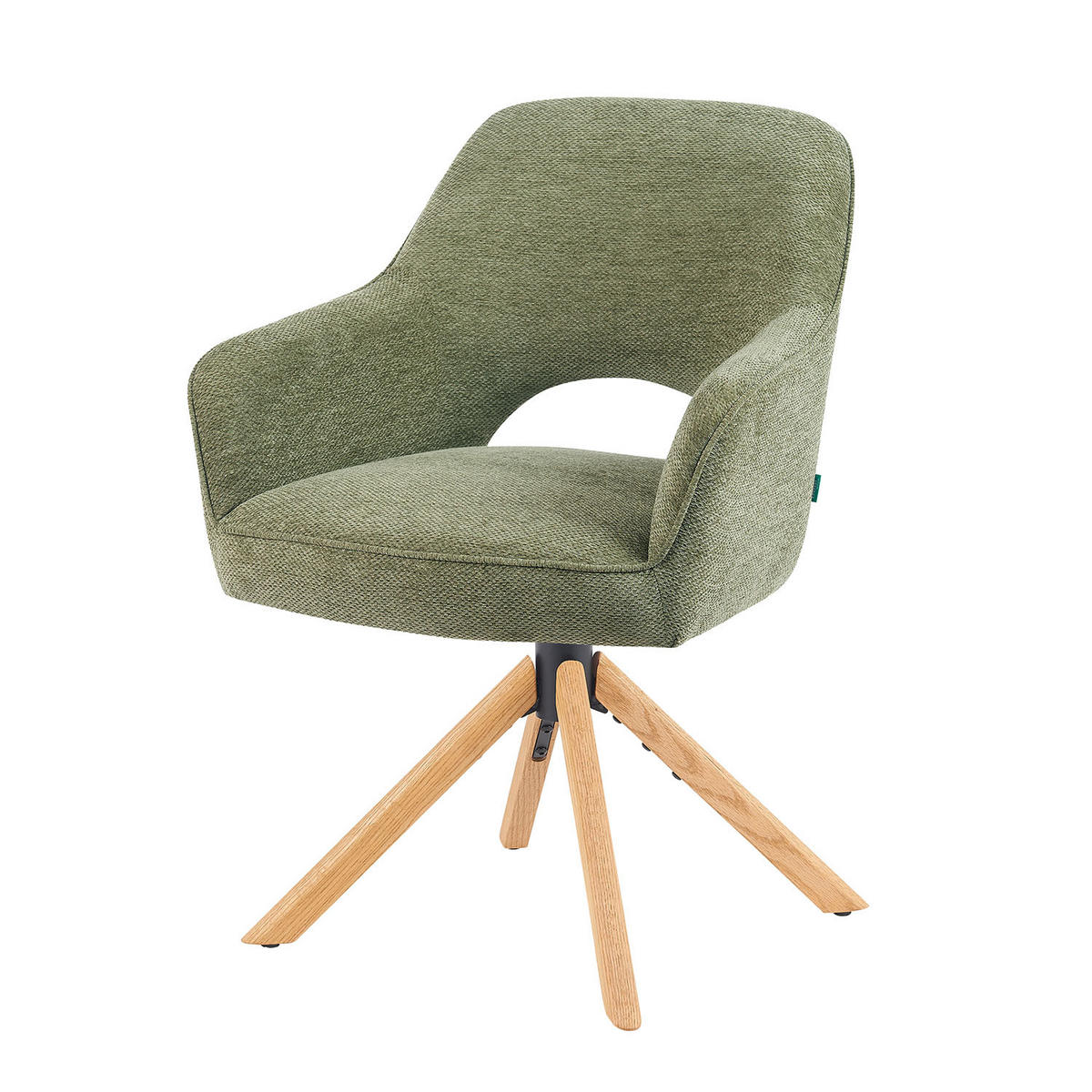 DREHSTUHL Mika-Lara - Honigeiche/Grün, Eichenholz/Holz (60/87/65cm) - DUBI Möbel