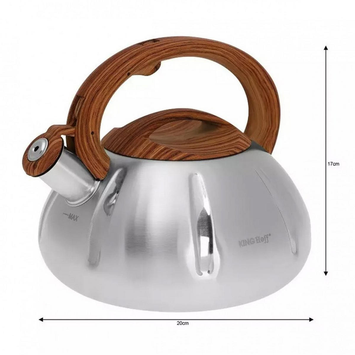 WASSERKESSEL Silber 19.5/19.5/20 cm KH3291 - Silberfarben, Metall (19.5cm) - Kinghoff 