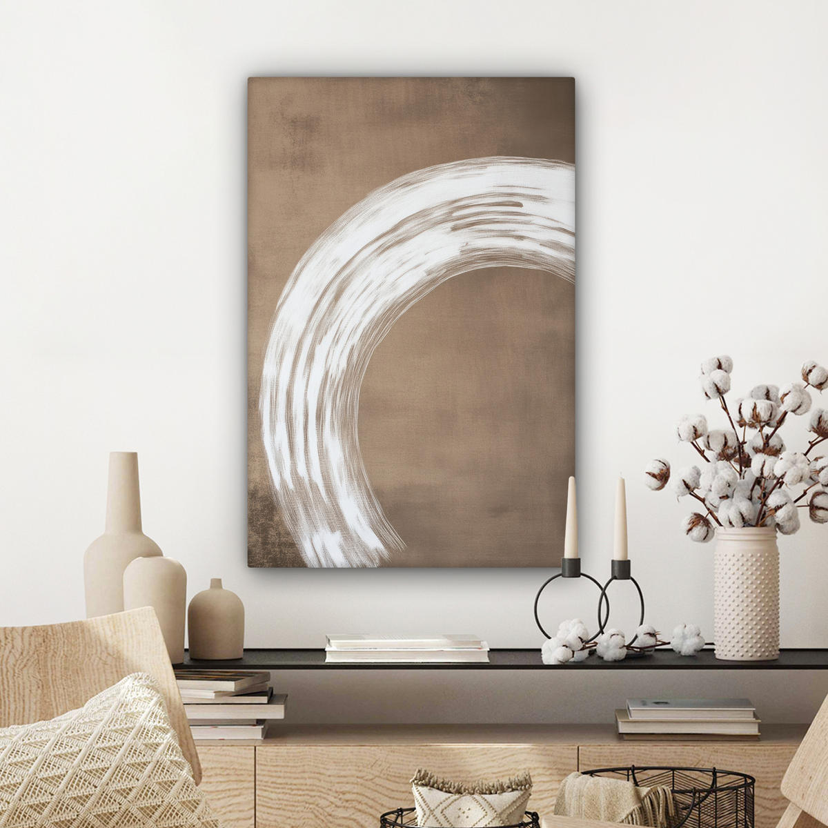 LEINWANDBILD Farbe - Braun - Japandi Wanddeko 40x60 cm - Kupferfarben, Textil (40/60cm) - MuchoWow